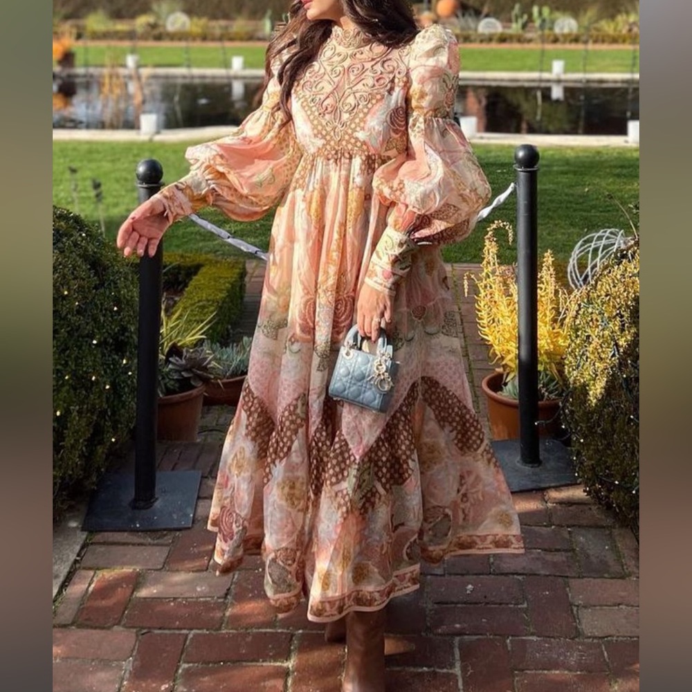 Zimmermann Kaleidoscope Swirl Yolk Midi Dress